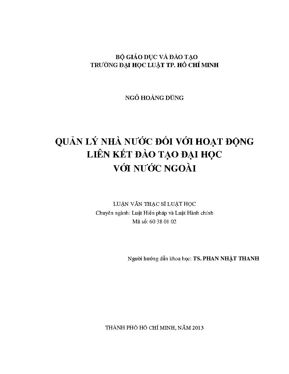 Quản lý nhà nước đối với hoạt động liên kết đào tạo đại học với nước ngoài