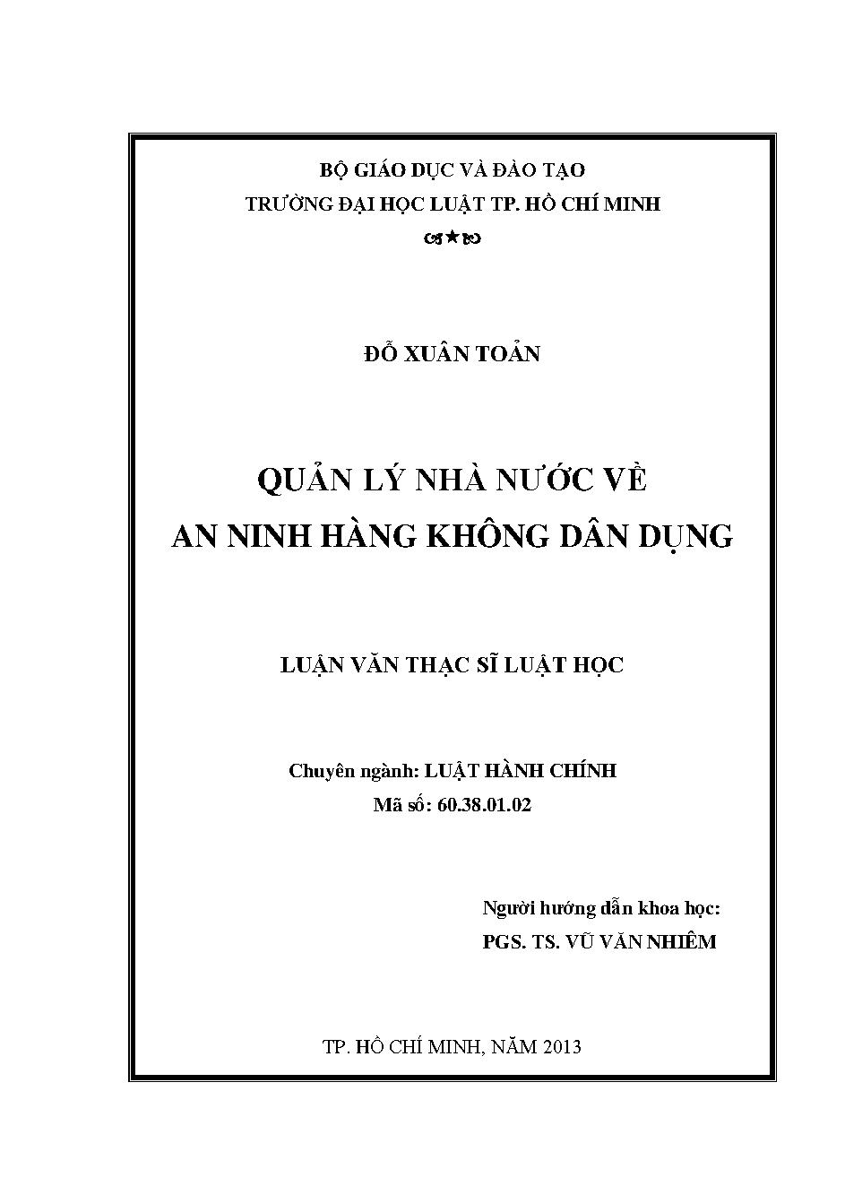 Quản lý nhà nước về an ninh hàng không dân dụng