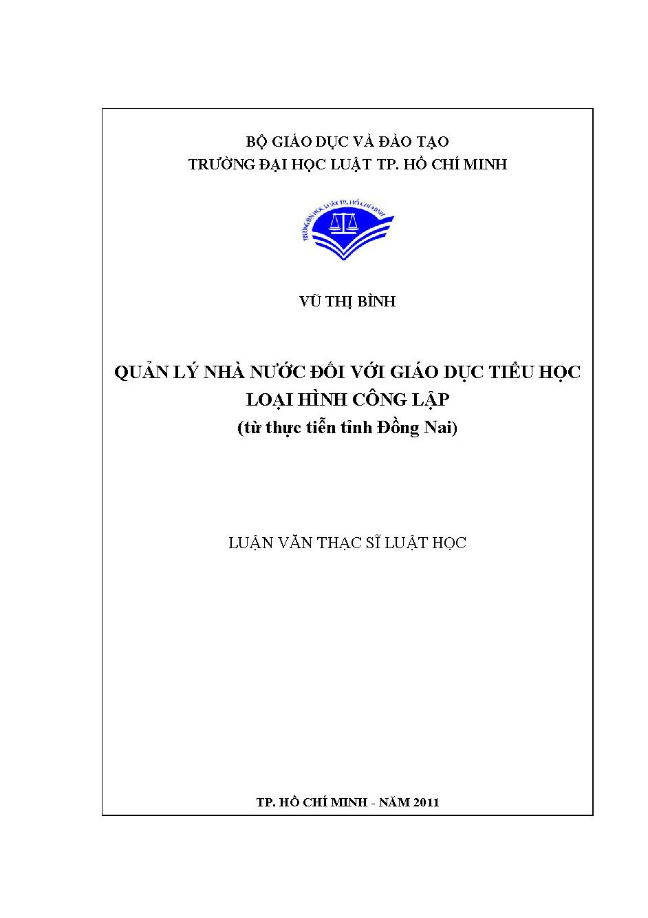 Quản lý nhà nước đối với giáo dục tiểu học loại hình công lập