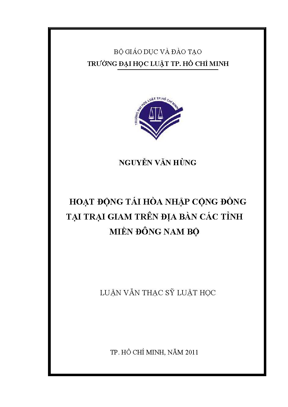 Hoạt động tái hòa nhập cộng đồng tại trại giam trên địa bàn các tỉnh miền Đông Nam Bộ