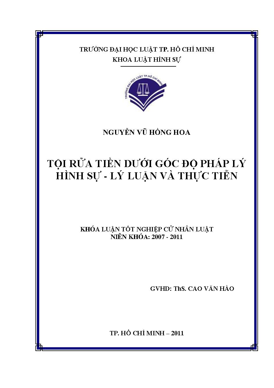 Tội rửa tiền dưới góc độ pháp lý hình sự - lý luận và thực hiện