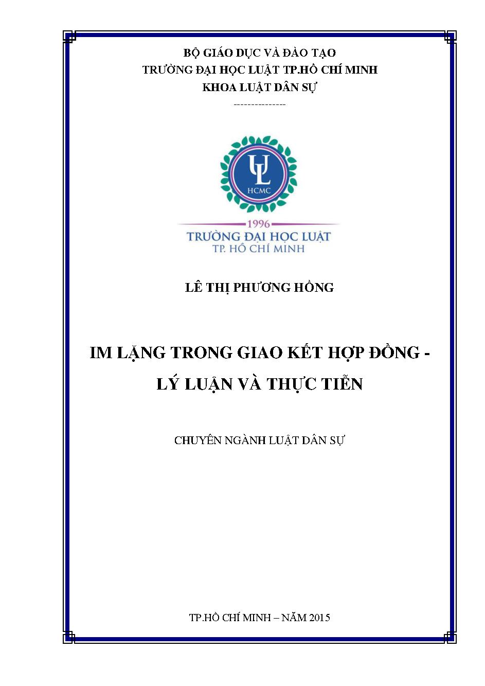 Im lặng trong giao kết hợp đồng - Lý luận và thực tiễn