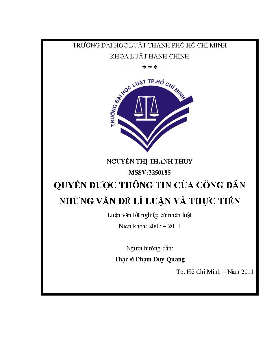 Quyền được thông tin của công dân những vấn đề lí luận và thực tiễn