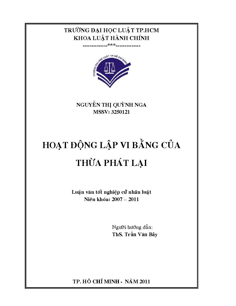 Hoạt động lập vi bằng của thừa phát lại