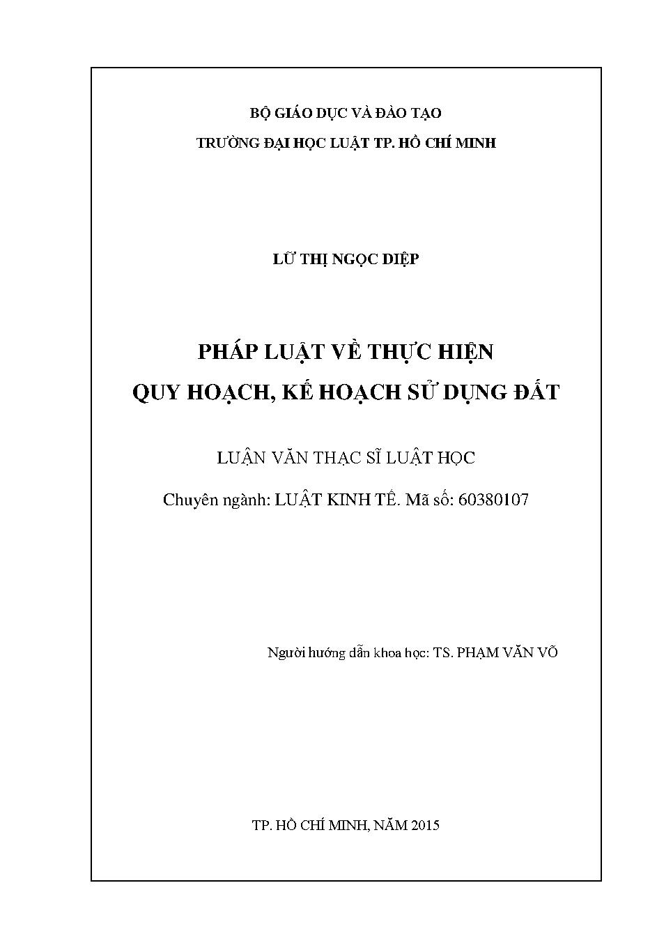 Pháp luật về thực hiện quy hoạch, kế hoạch sử dụng đất