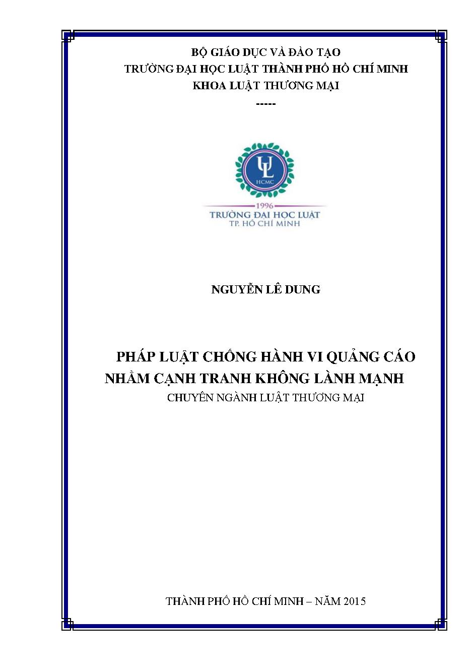 Pháp luật chống hành vi quảng cáo nhằm cạnh tranh không lành mạnh