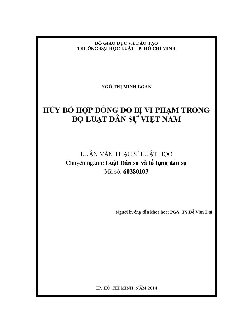 Hủy bỏ hợp đồng do bị vi phạm trong Bộ luật Dân sự Việt Nam