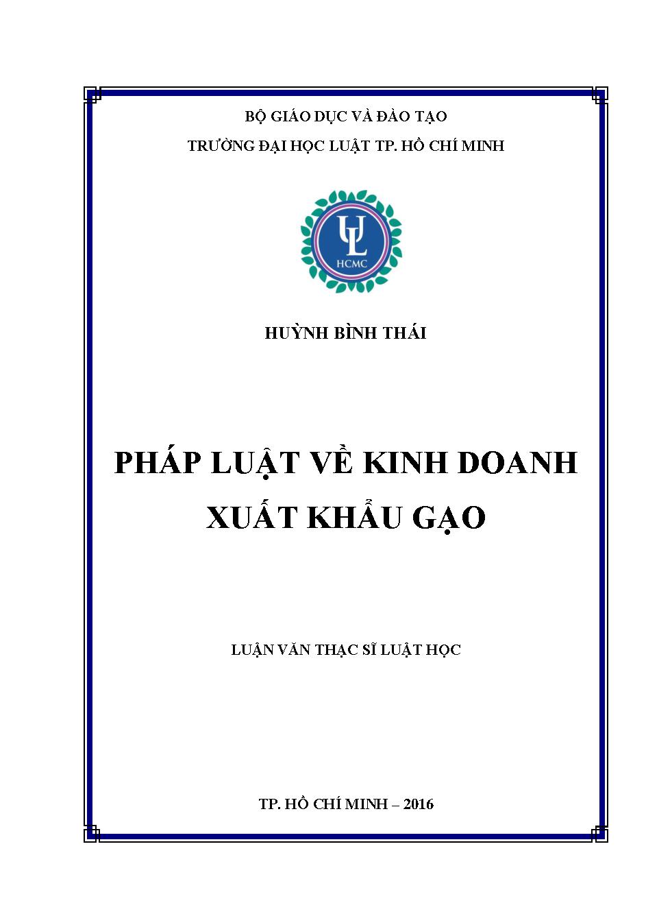 Pháp luật về kinh doanh xuất khẩu gạo