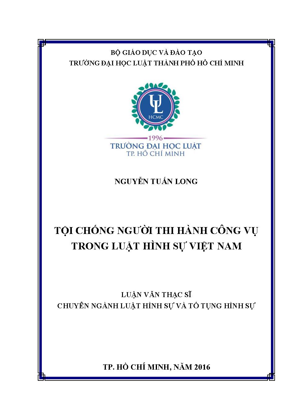 Tội chống người thi hành công vụ trong luật hình sự Việt Nam