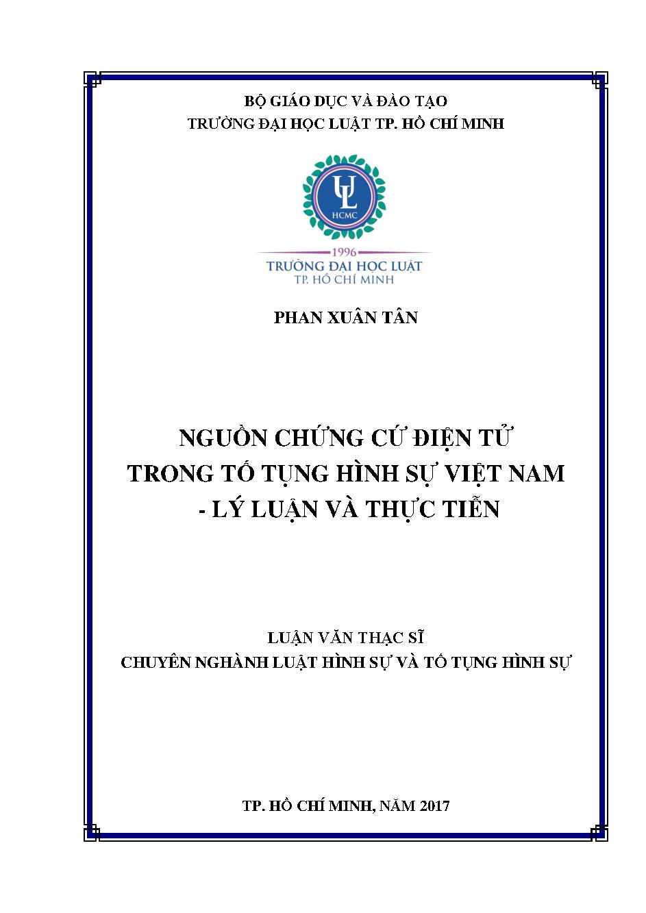 Nguồn chứng cứ điện tử trong Tố tụng Hình sự Việt Nam - Lý luận và thực tiễn