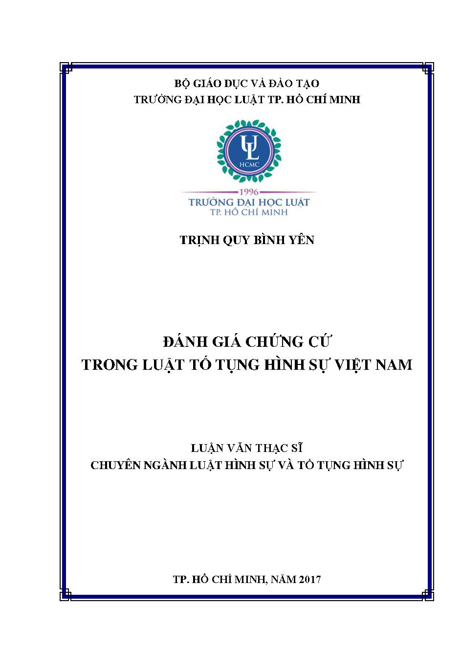 Đánh giá chứng cứ trong luật tố tụng hình sự Việt Nam