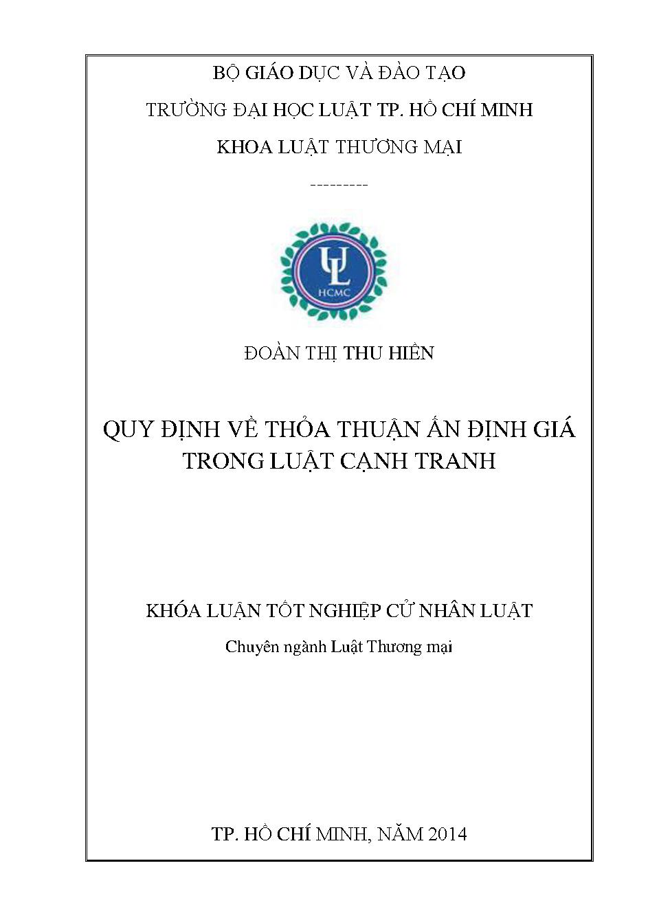 Quy định vê thoả thuận ấn định giá trong luật cạnh tranh