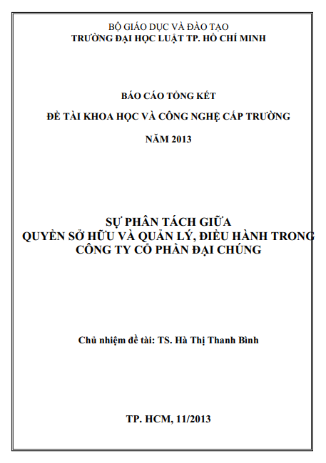 Sự phân tách giữa quyền sở hữu và quản lý, điều hành trong công ty cổ phần đại chúng