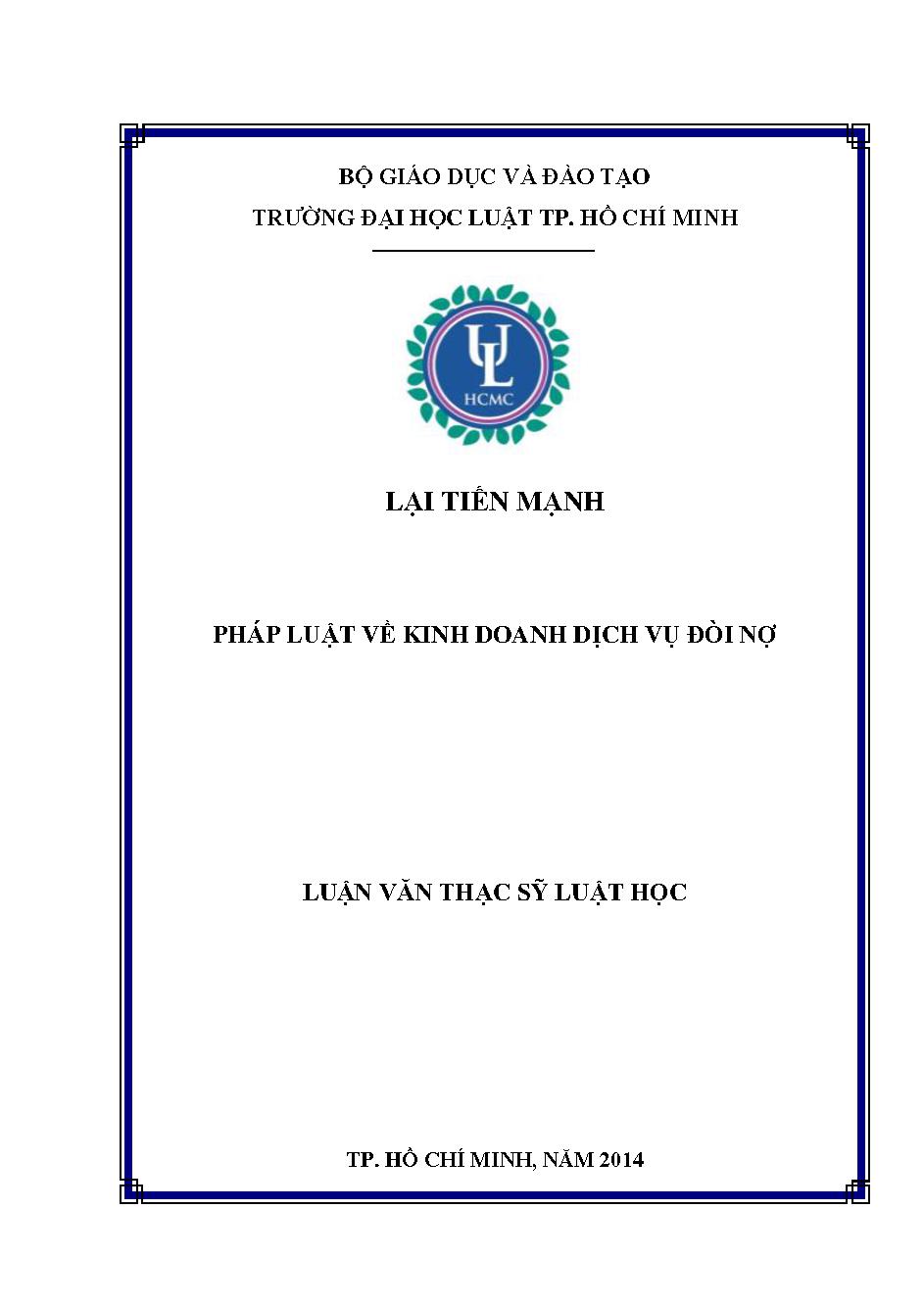 Pháp luật về kinh doanh dịch vụ đòi nợ