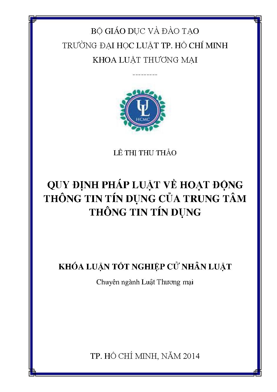 Quy định pháp luật về hoạt động thông tin tín dụng của trung tâm thông tin tín dụng