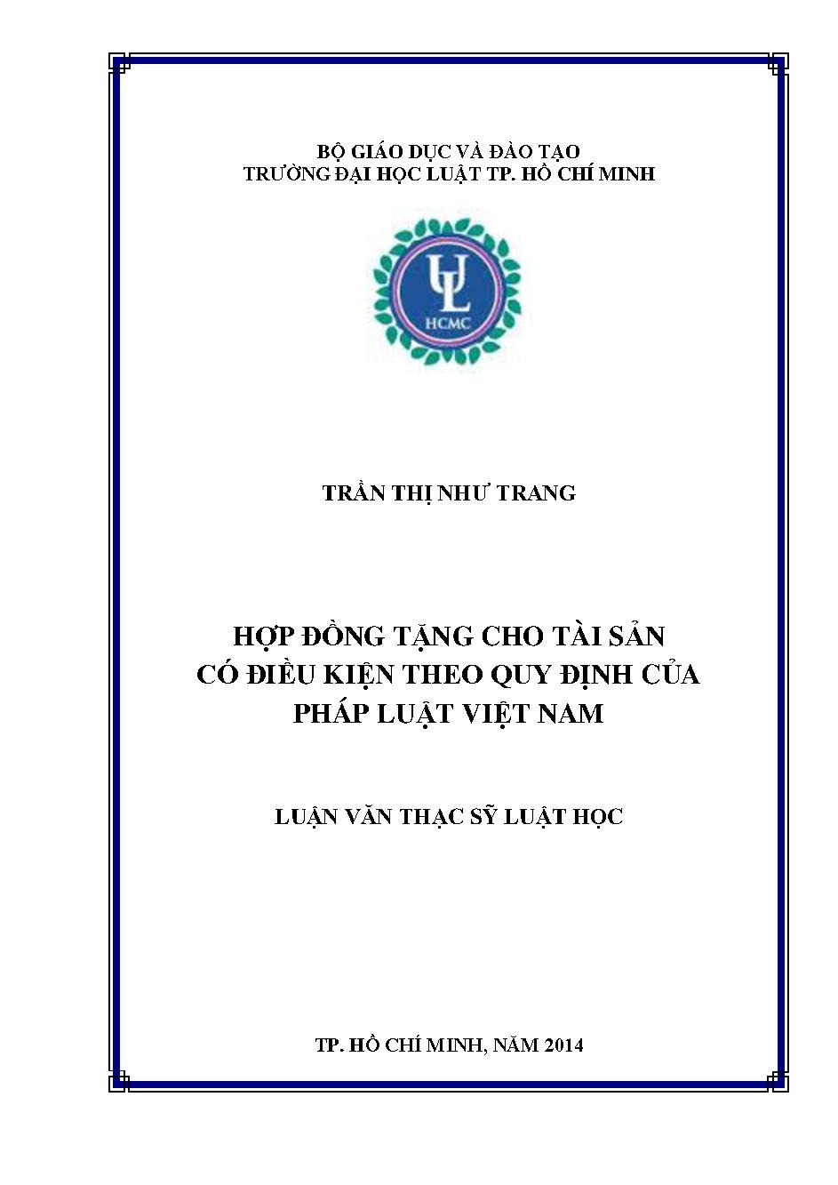 Hợp đồng tặng cho tài sản có điều kiện theo quy định của pháp luật Việt Nam