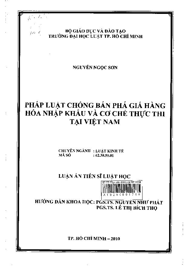 Pháp luật chống bán phá giá hàng hóa nhập khẩu và cơ chế thực thi tại Việt Nam