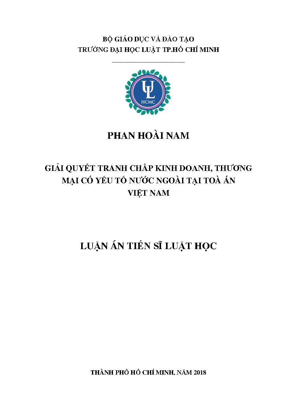 Giải quyết tranh chấp kinh doanh thương mại có yếu tố nước ngoài tại toà án Việt Nam