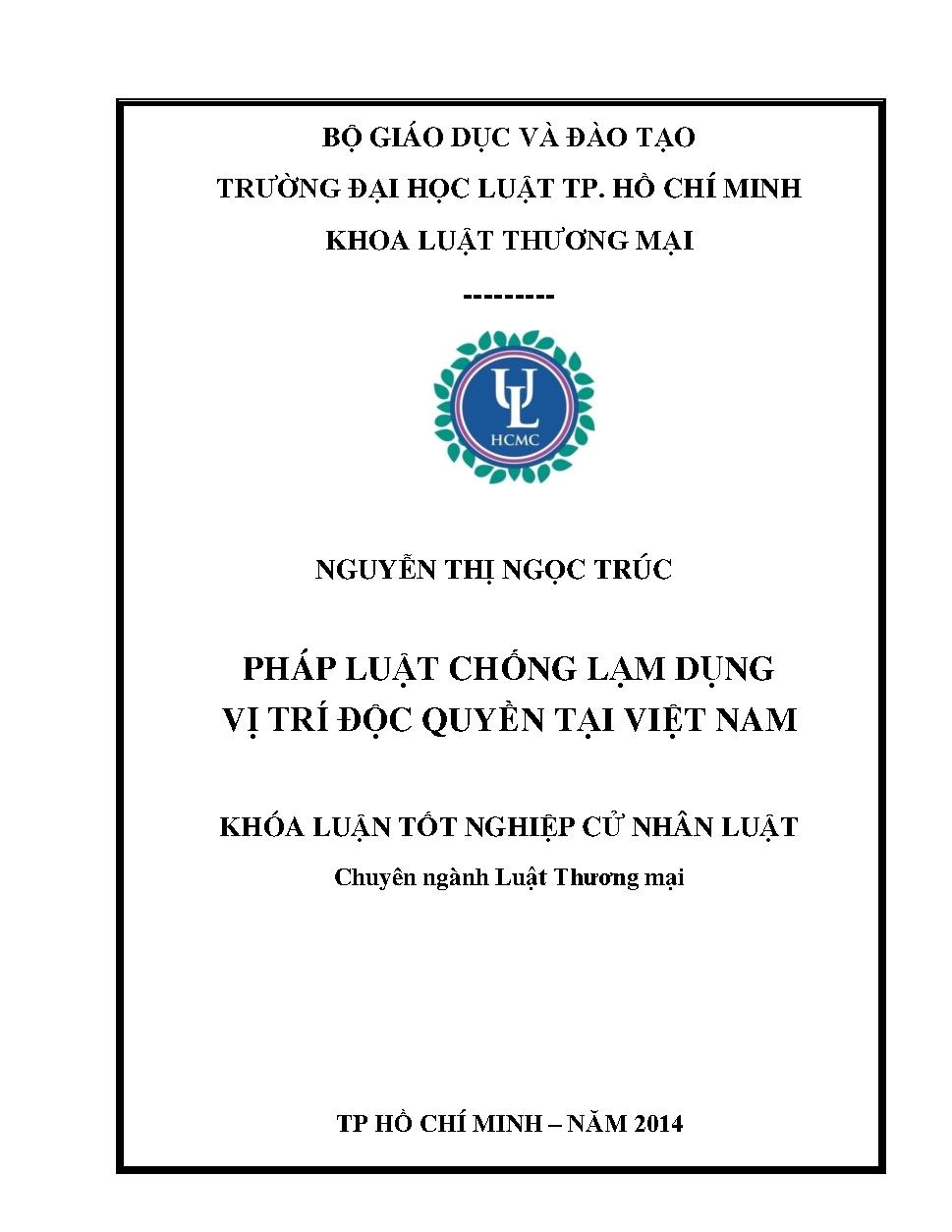 Pháp luật chống lạm dụng vị trí độc quyền tại Việt Nam