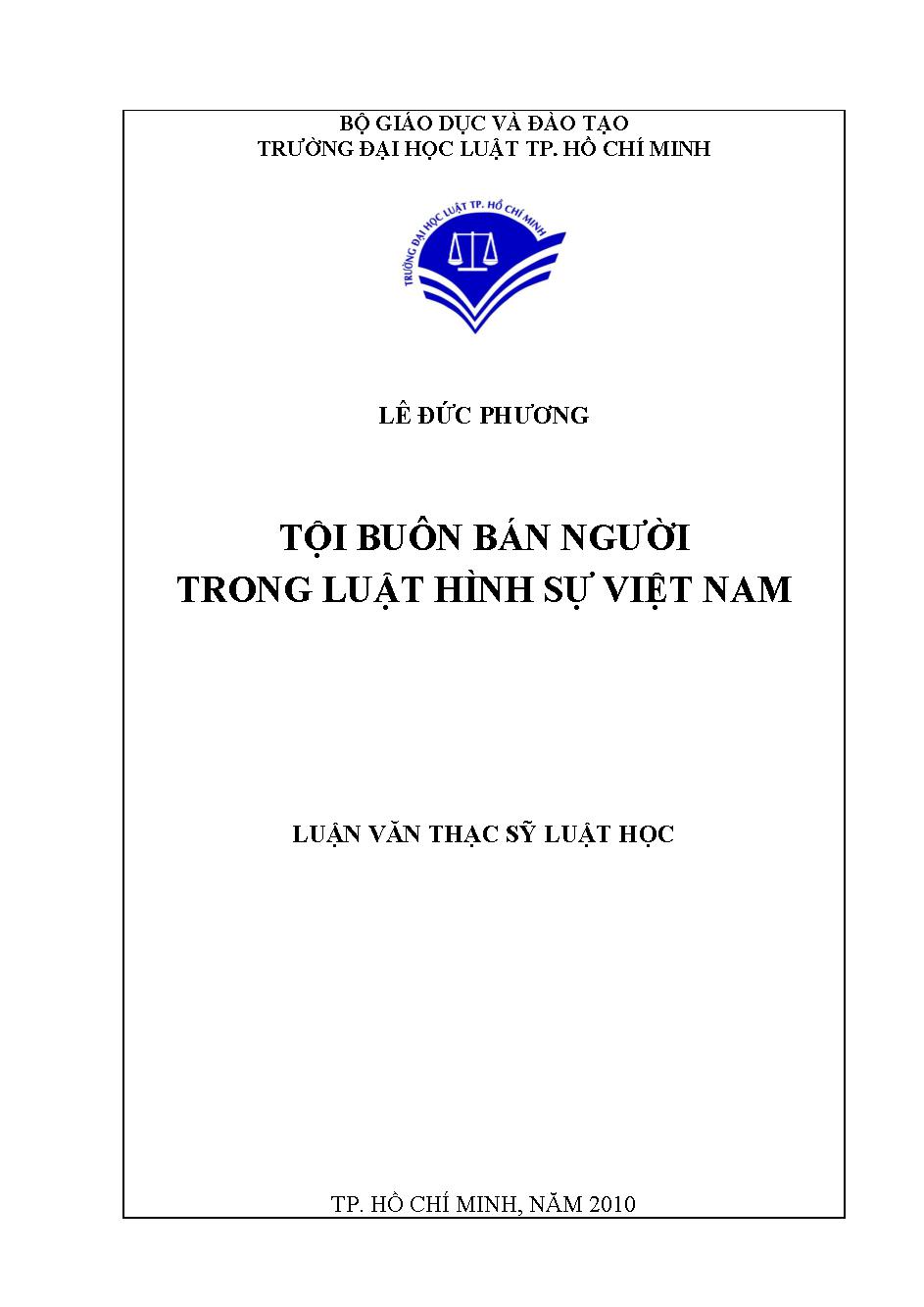 Tội buôn bán người trong luật hình sự Việt Nam