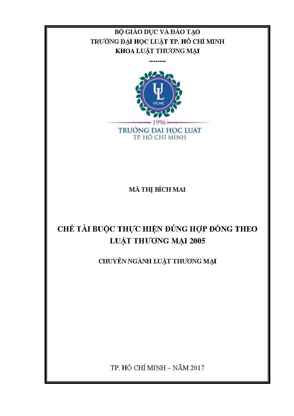 Chế tài bắt buộc thực hiện đúng hợp đồng theo luật thương mại 2005