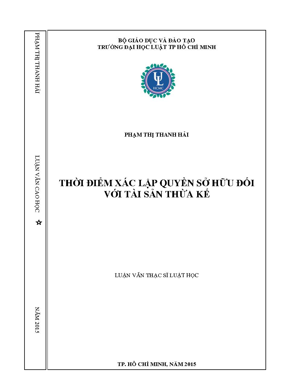 Thời điểm xác lập quyền sở hữu đối với tài sản thừa kế