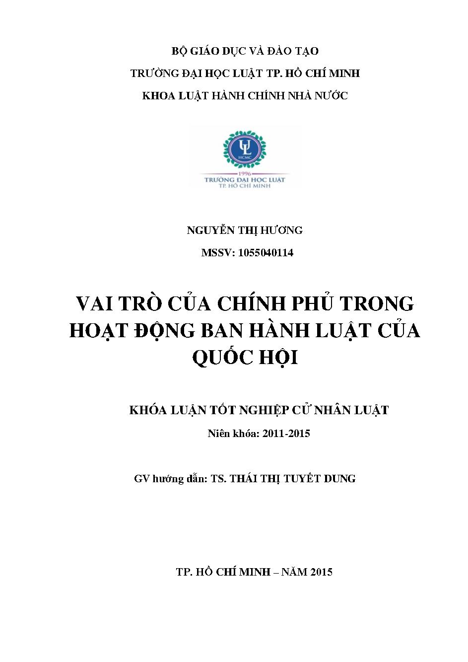 Vai trò của Chính phủ trong hoạt động ban hành luật của Quốc hội