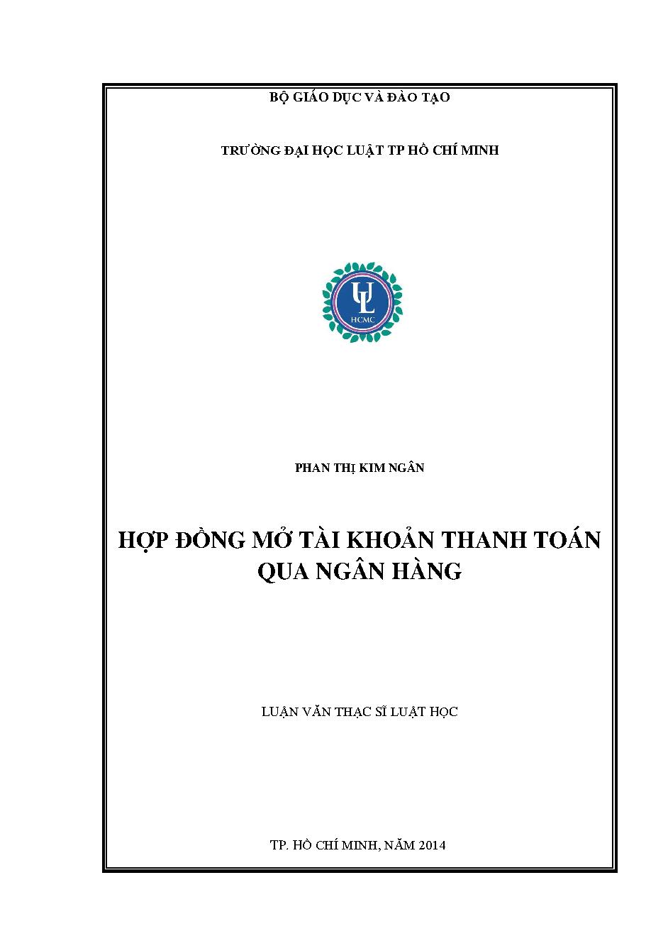 Hợp đồng mở tài khoản thanh toán qua Ngân hàng