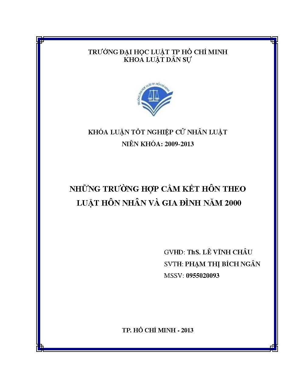 Những trường hợp cấm kết hôn theo luật hôn nhân và gia đình năm 2000