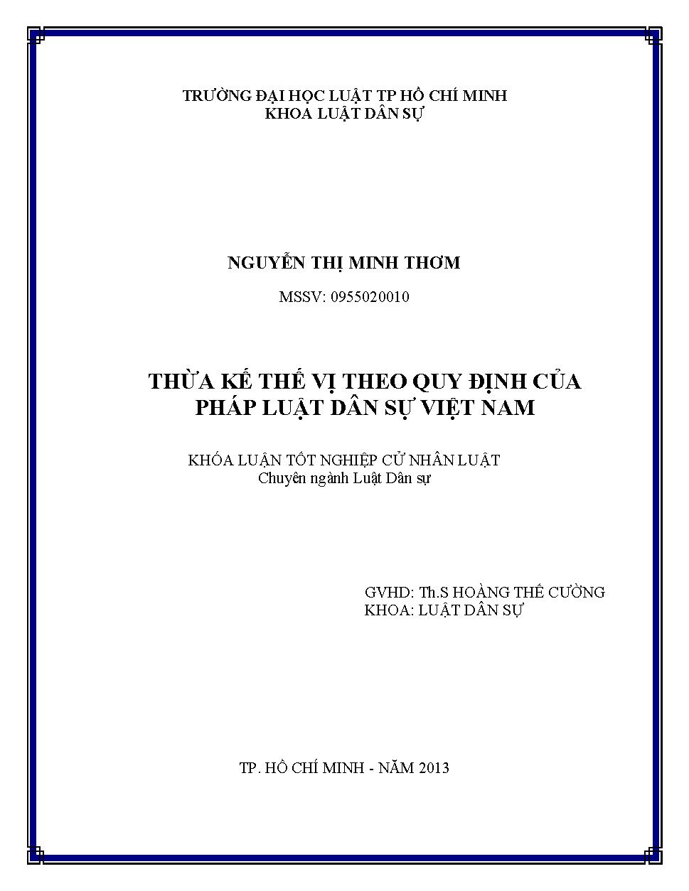 Thừa kế thế vị theo quy định của pháp luật dân sự Việt Nam
